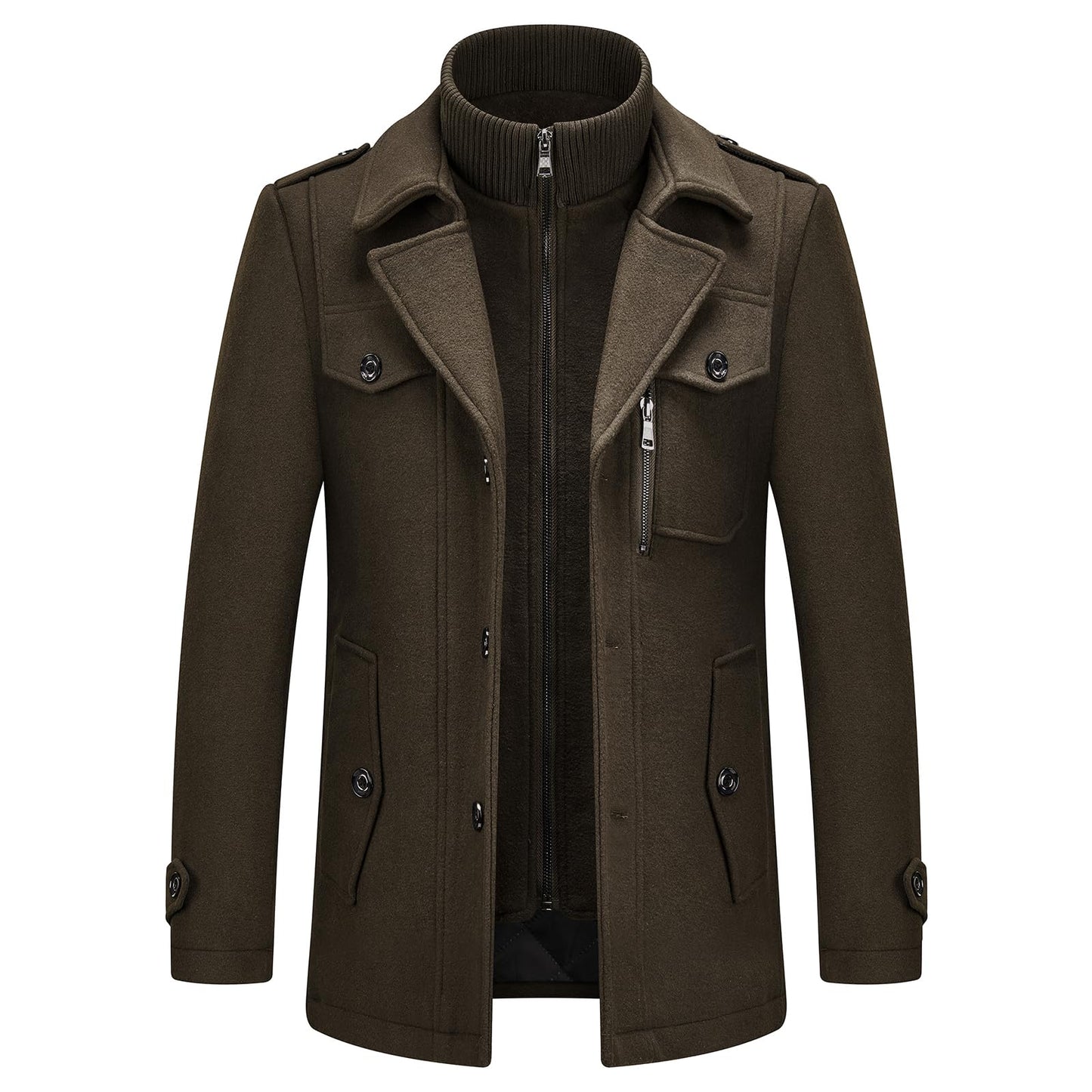 Men's Winter Thick Double-Layer Wool Blend Coat