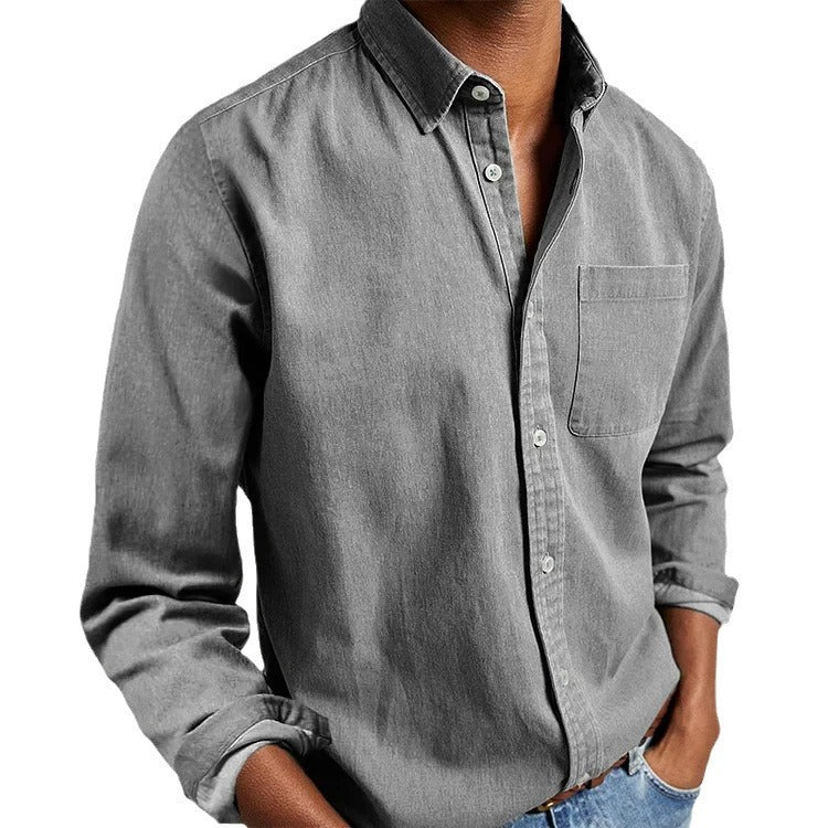 Men's Casual Long Sleeves Work Denim Shirt