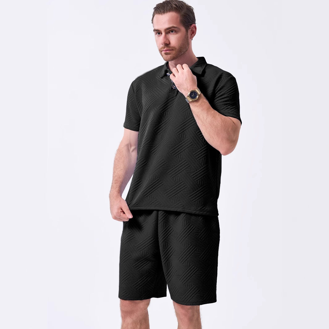 Men's 2 Pieces Outfits Summer Suit, Short Sleeve Tracksuit Polo Shirt & Shorts set