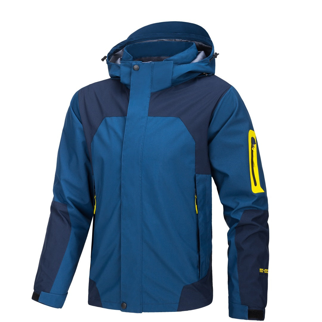 Men's Lightweight Windbreaker Jacket with Detachable Hood for Hiking Fishing