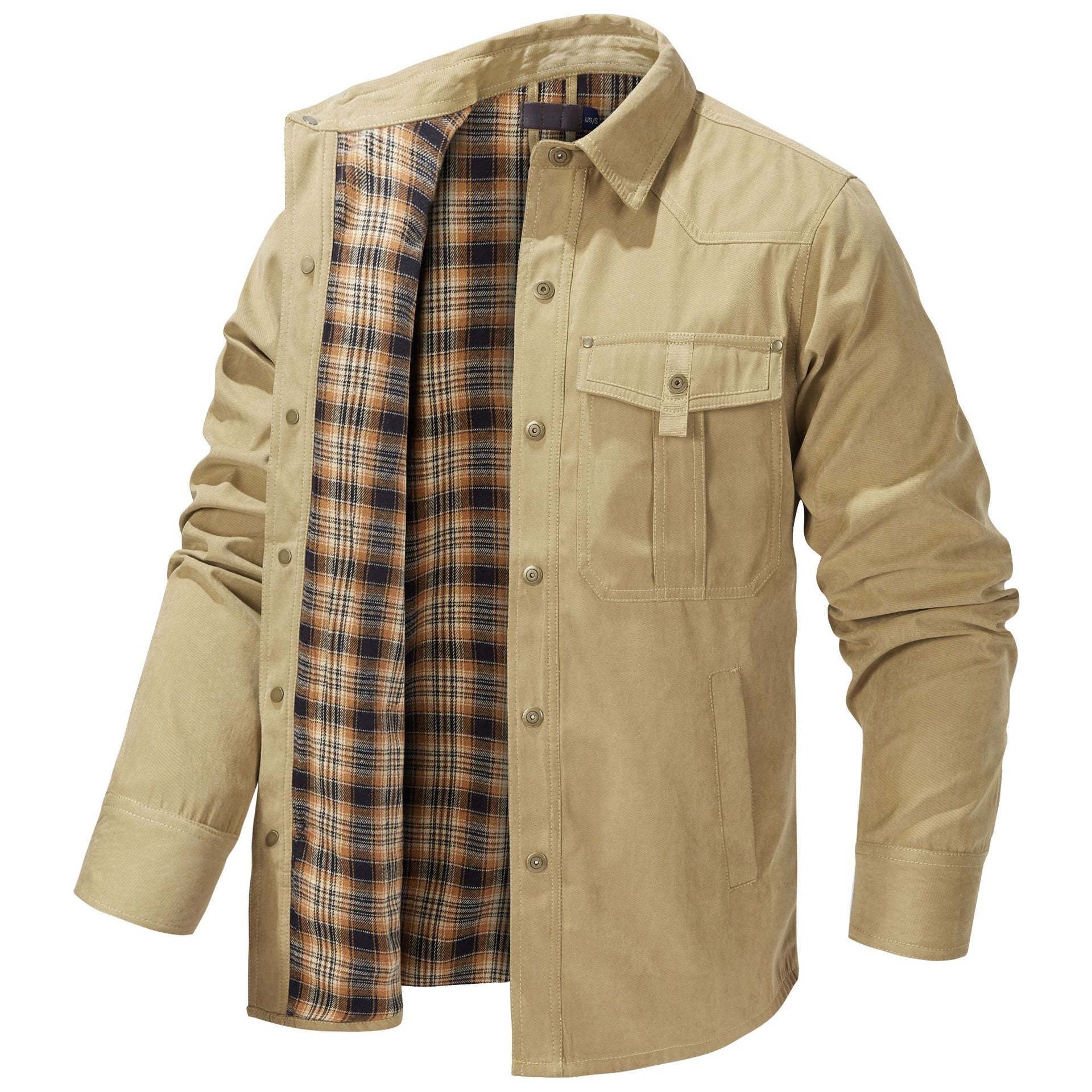 Men's Classic Casual Shirt Jacket with Flannel Lined
