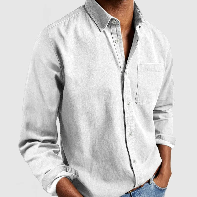 Men's Casual Long Sleeves Work Denim Shirt