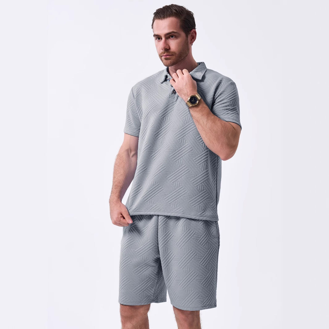 Men's 2 Pieces Outfits Summer Suit, Short Sleeve Tracksuit Polo Shirt & Shorts set