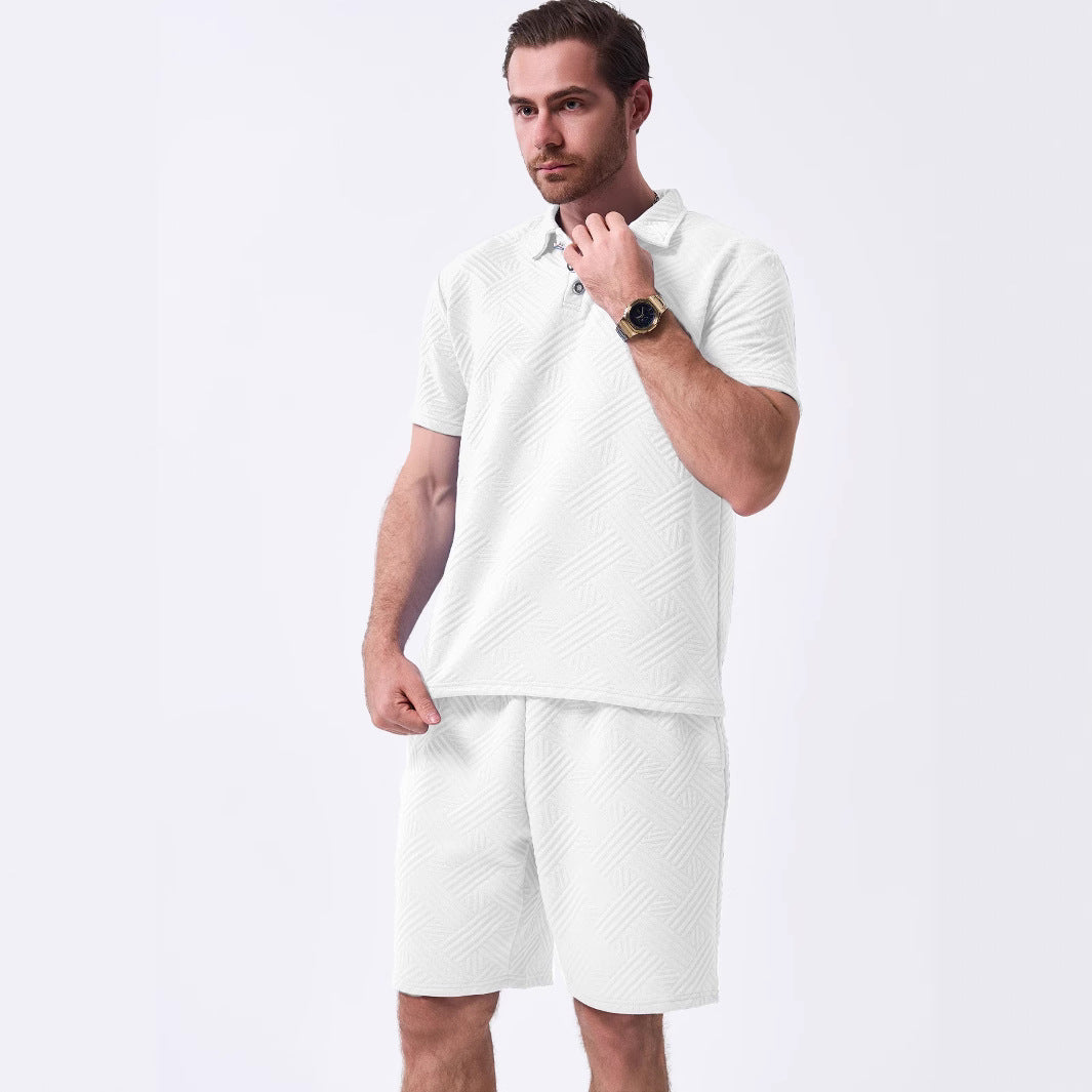 Men's 2 Pieces Outfits Summer Suit, Short Sleeve Tracksuit Polo Shirt & Shorts set