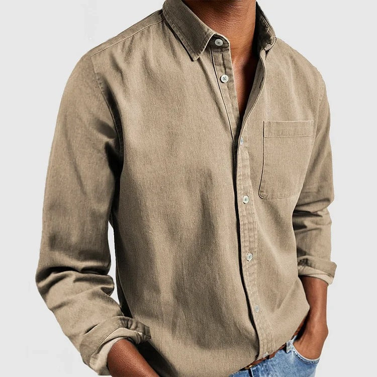 Men's Casual Long Sleeves Work Denim Shirt