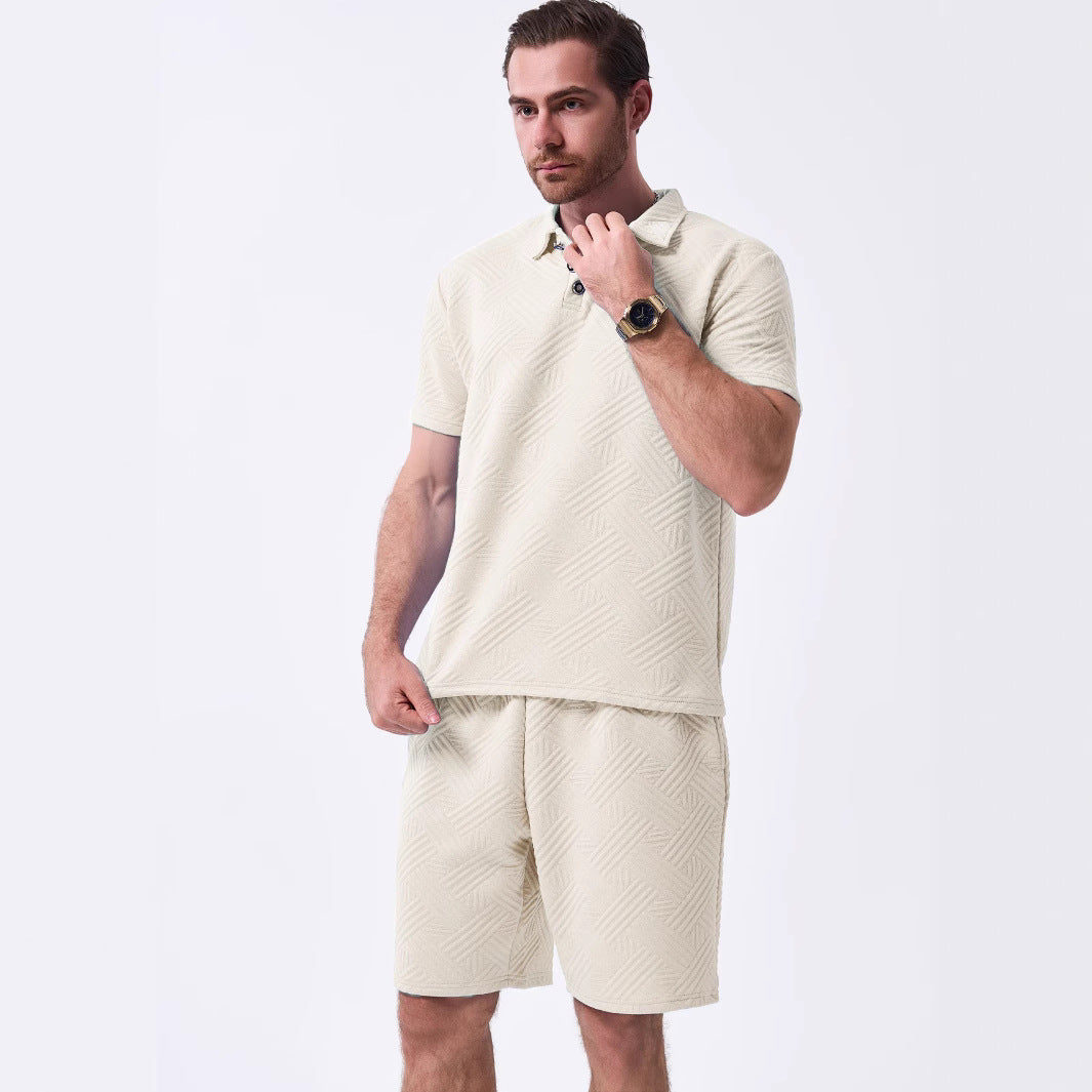 Men's 2 Pieces Outfits Summer Suit, Short Sleeve Tracksuit Polo Shirt & Shorts set