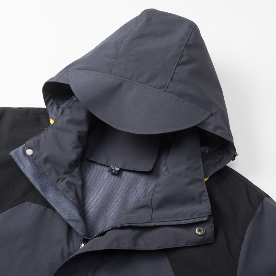 Men's Lightweight Windbreaker Jacket with Detachable Hood for Hiking Fishing