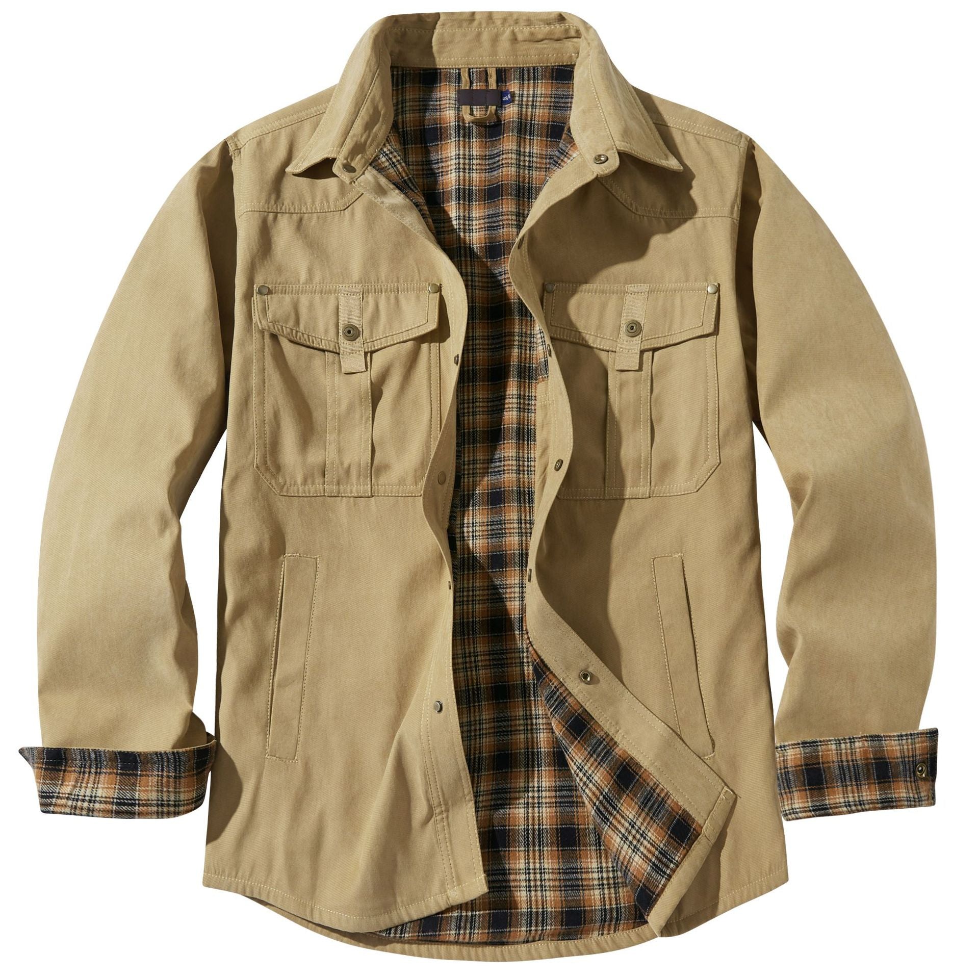 Men's Classic Casual Shirt Jacket with Flannel Lined