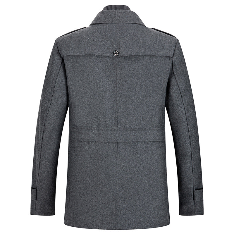 Men's Thick Double-Layer Collar Wool Blend Coat