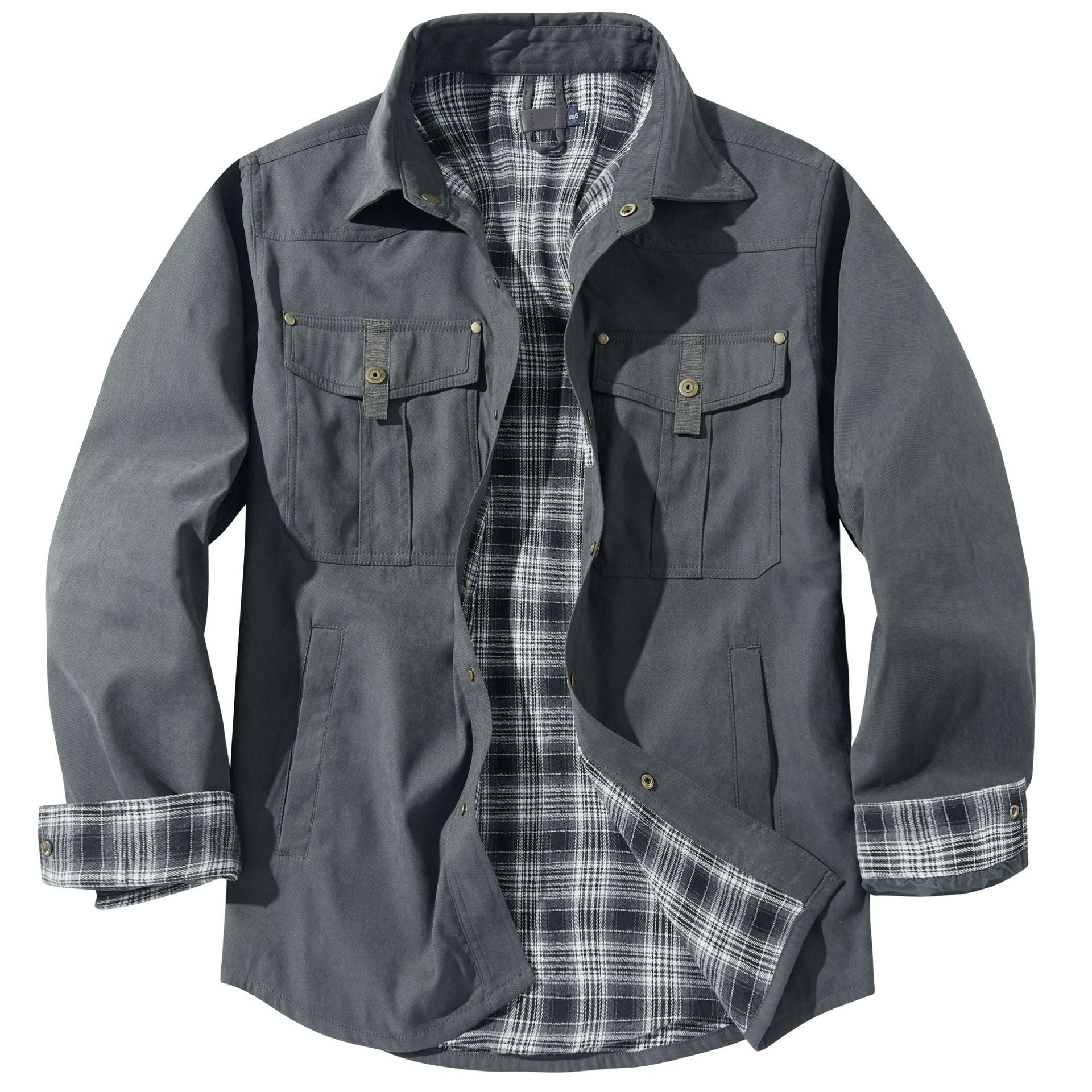 Men's Classic Casual Shirt Jacket with Flannel Lined