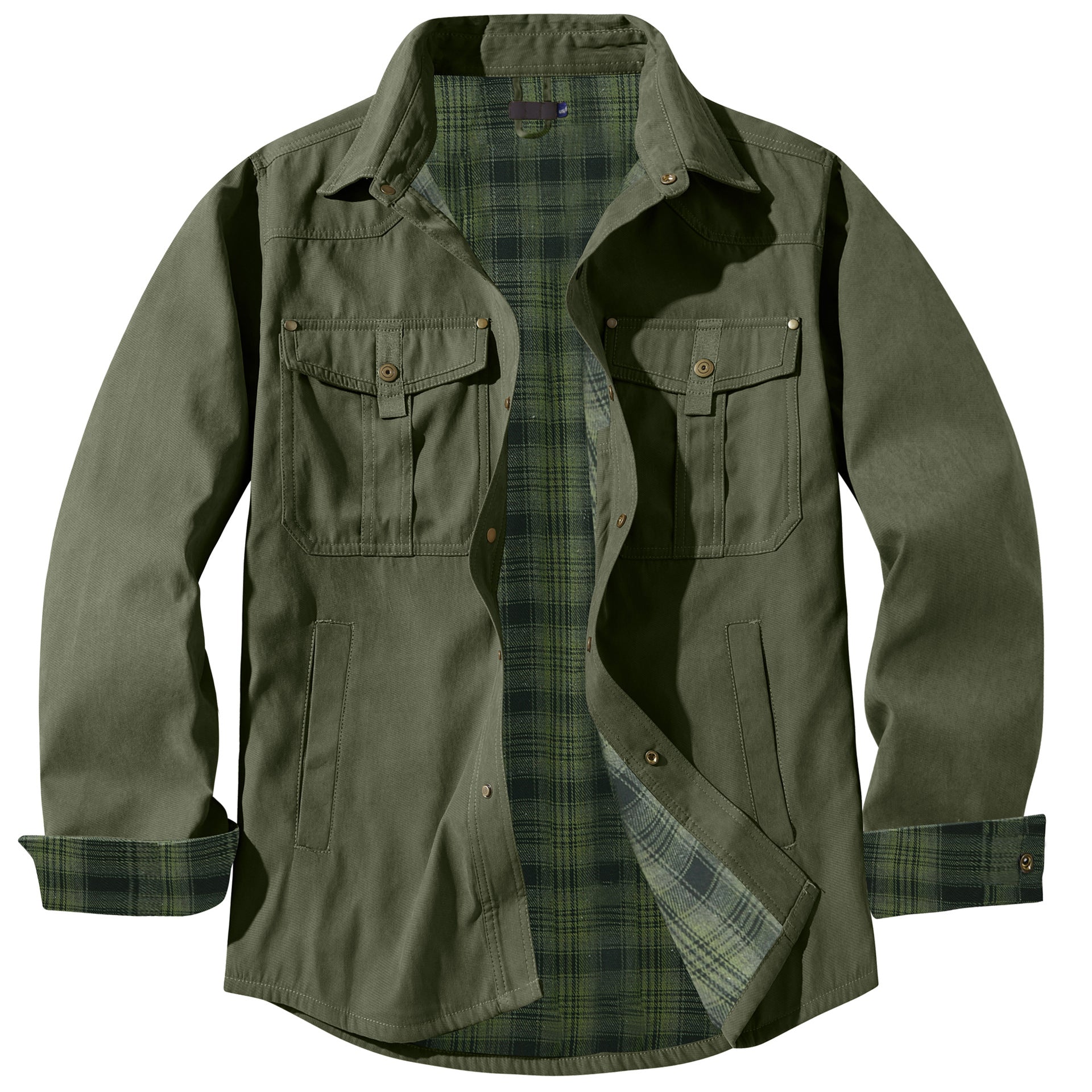 Men's Classic Casual Shirt Jacket with Flannel Lined