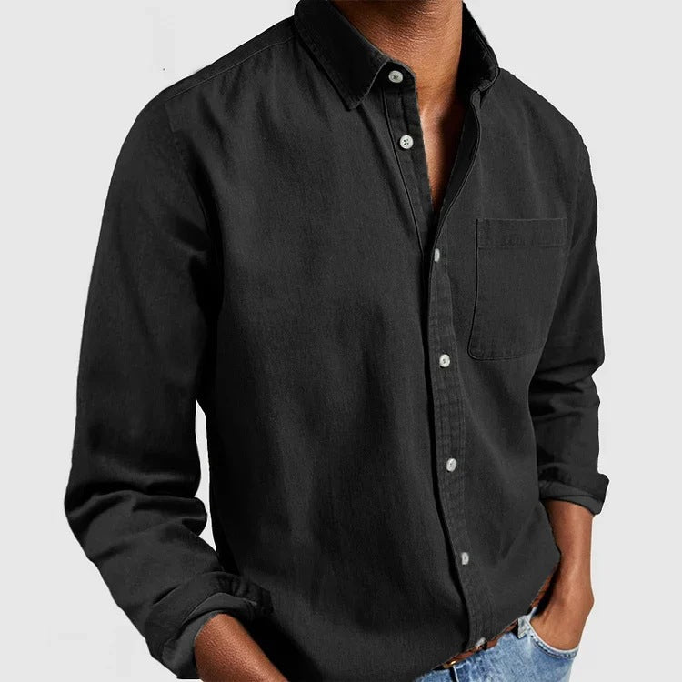 Men's Casual Long Sleeves Work Denim Shirt