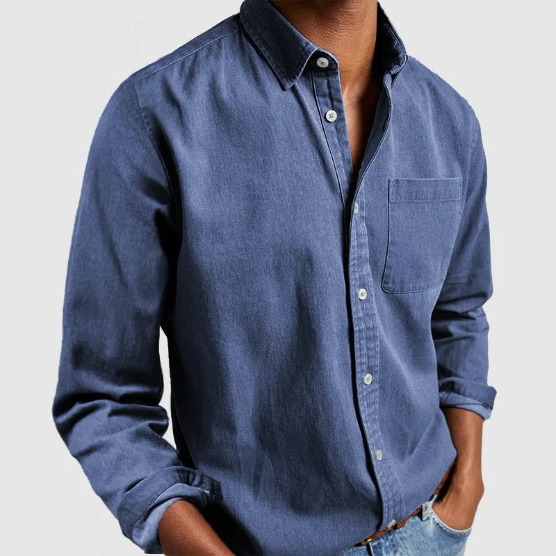 Men's Casual Long Sleeves Work Denim Shirt