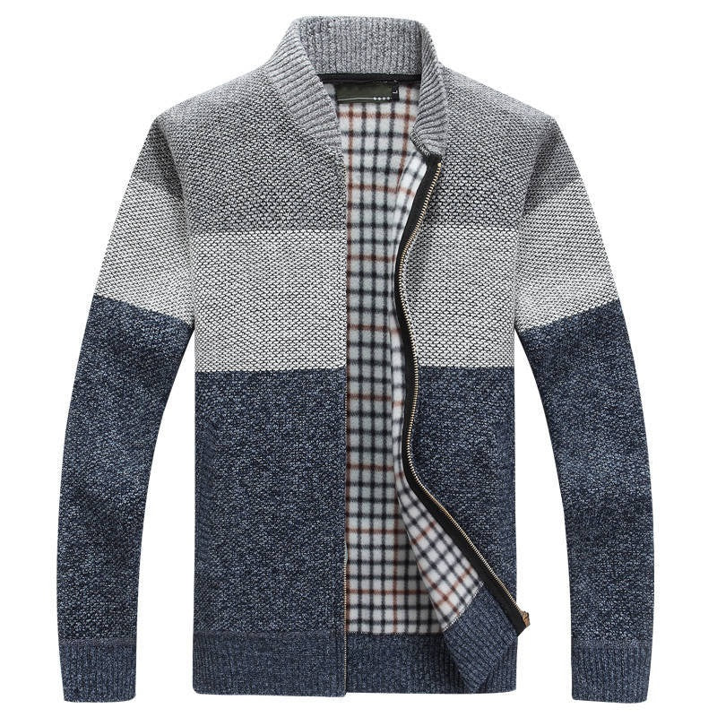 Men's Casual Gradient Knitted Zipper Sweater