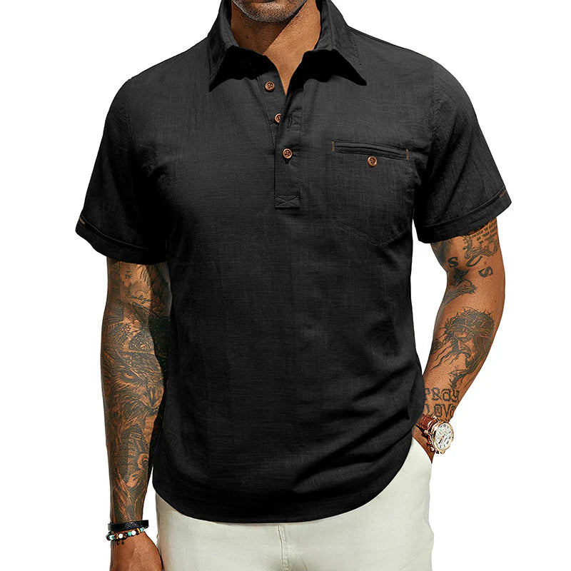 Men's Cotton Linen Business Casual Work Shirt