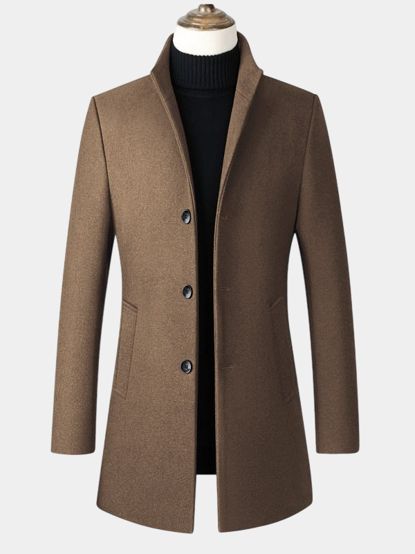 Thickened Refined Stand Collar Wool Coat
