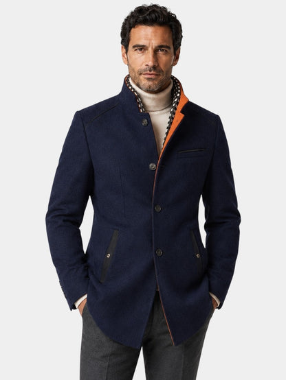 Thick Stand Collar Detachable Scarf Wool Coat