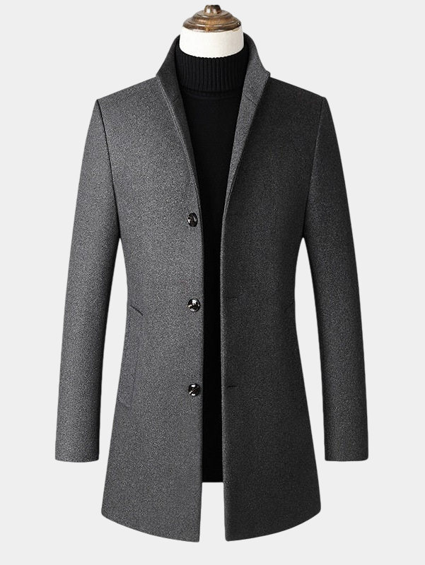 Thickened Refined Stand Collar Wool Coat