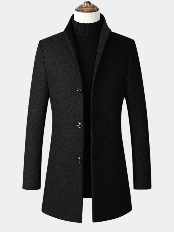 Thickened Refined Stand Collar Wool Coat
