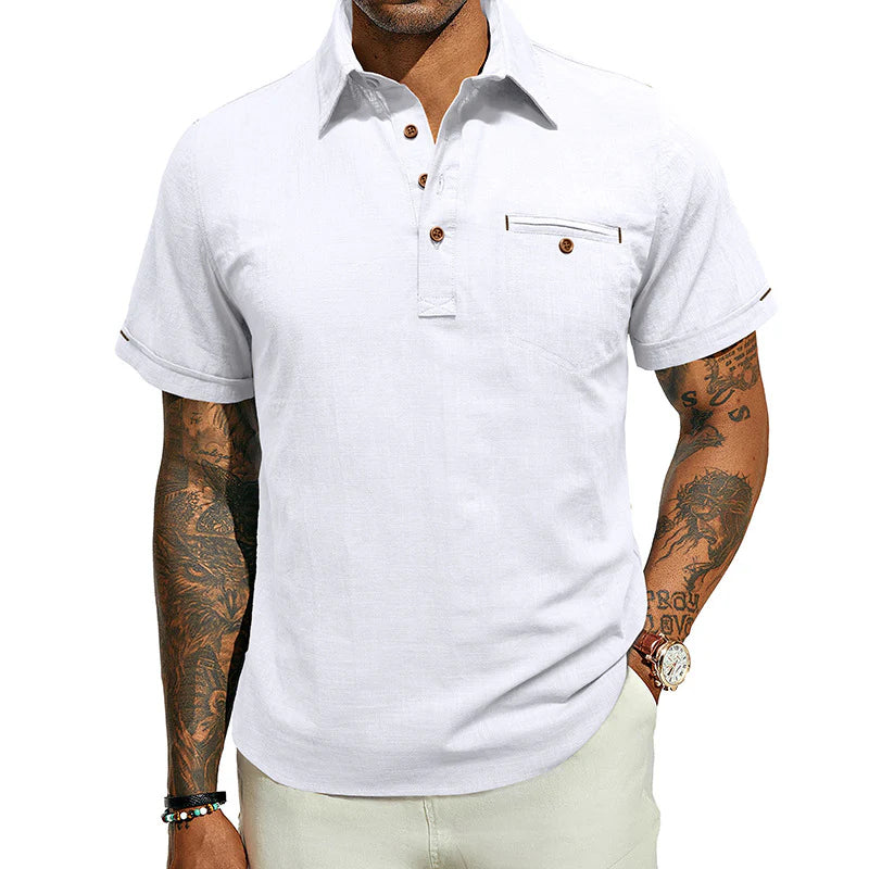 Men's Cotton Linen Business Casual Work Shirt