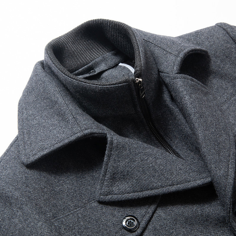 Men's British Double Layered Wool Blend Coat