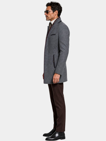 Thick Stand Collar Detachable Scarf Wool Coat