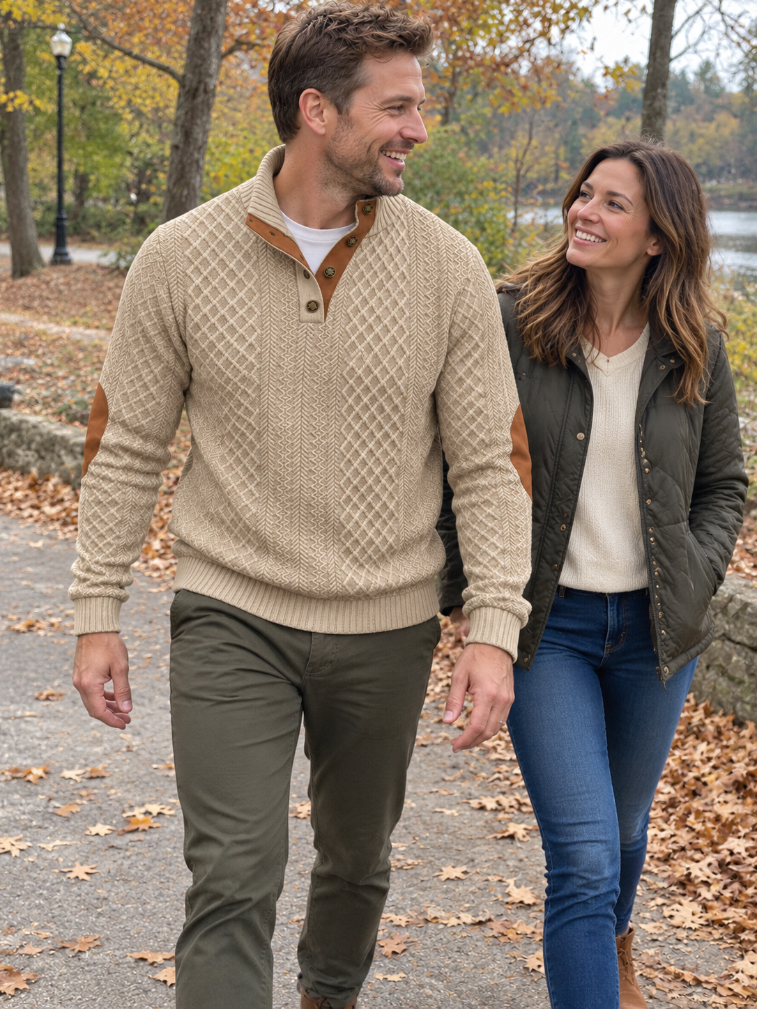 Jacquard Knit Stand Collar Pullover Sweatshirt