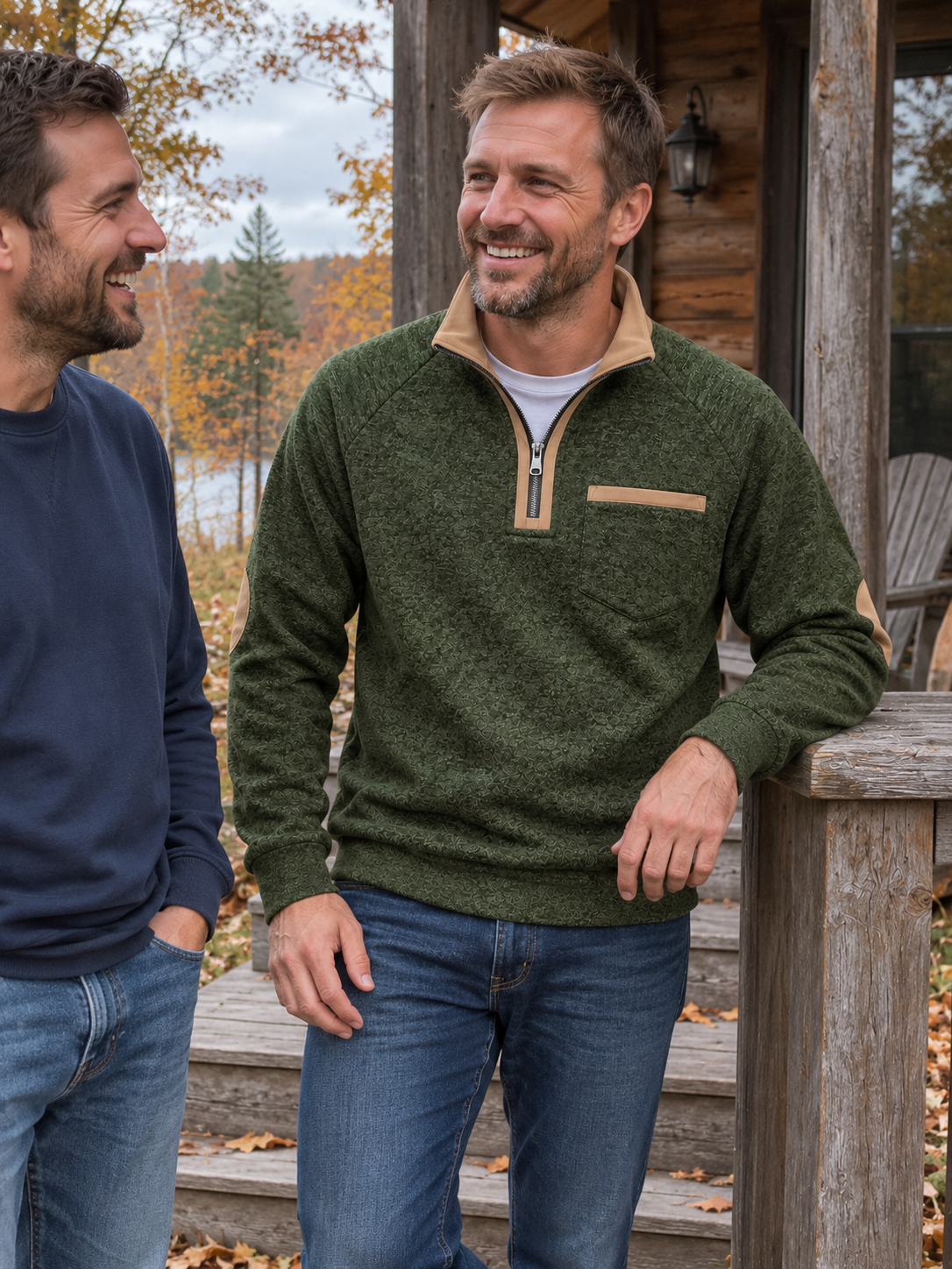 Vintage Thick Textured Quarter-Zip Fleece Sweatshirt