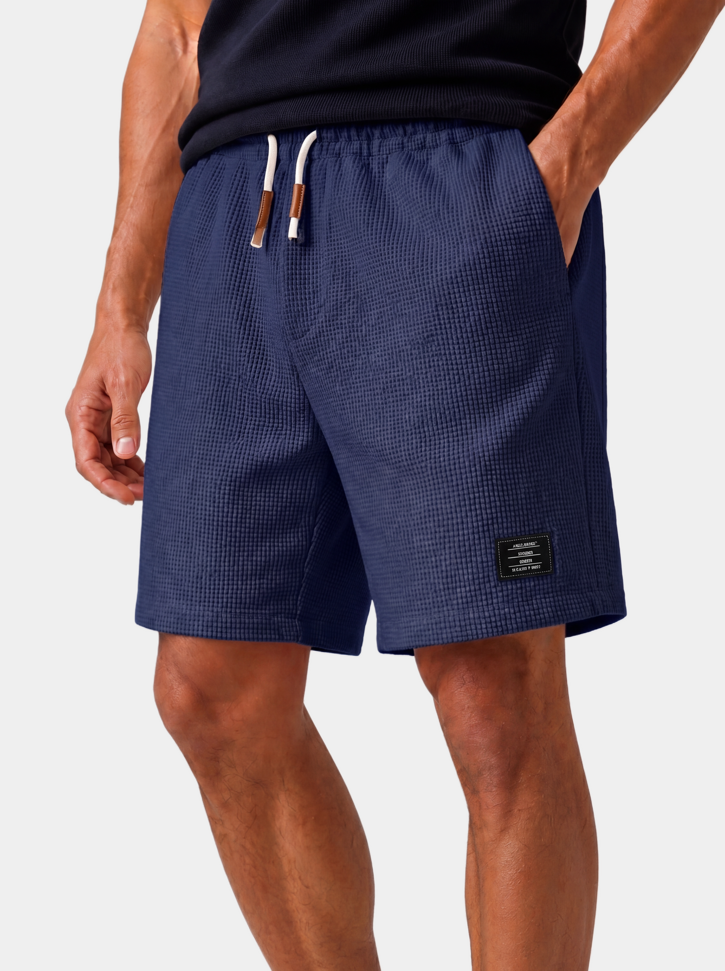 Waffle Textured Cotton-Blend Shorts
