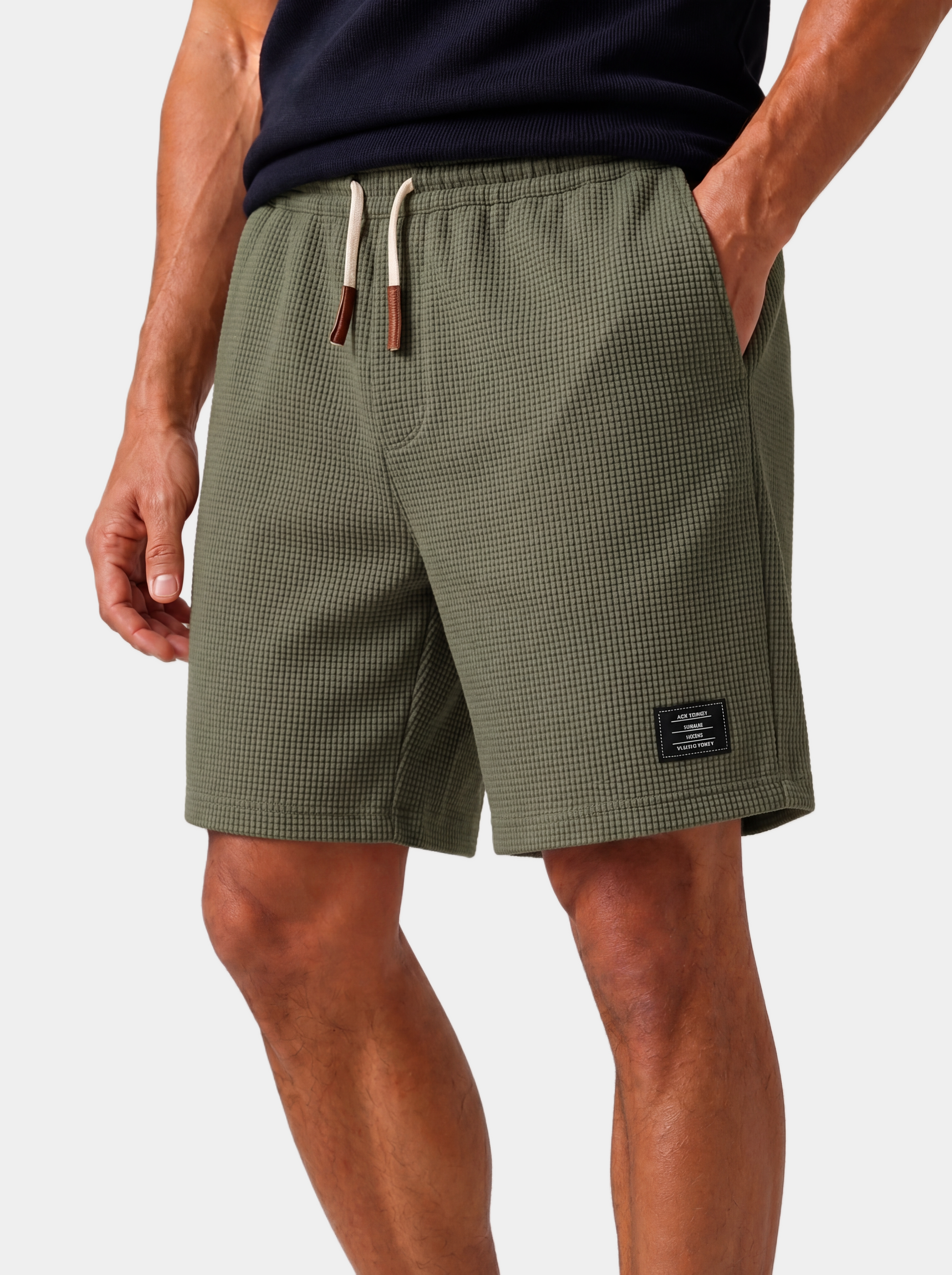 Waffle Textured Cotton-Blend Shorts