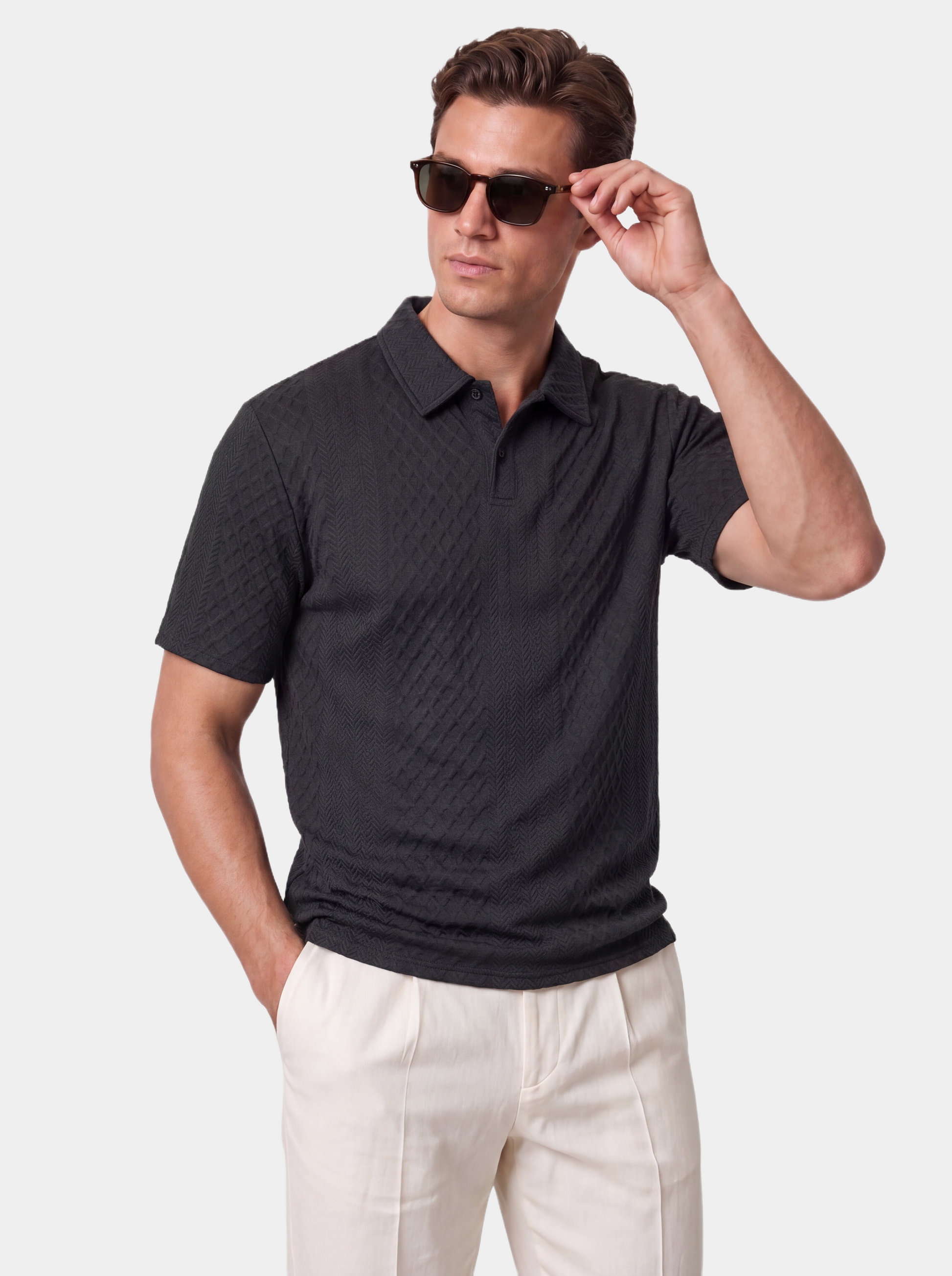 Classic Textured Jacquard Polo Shirt