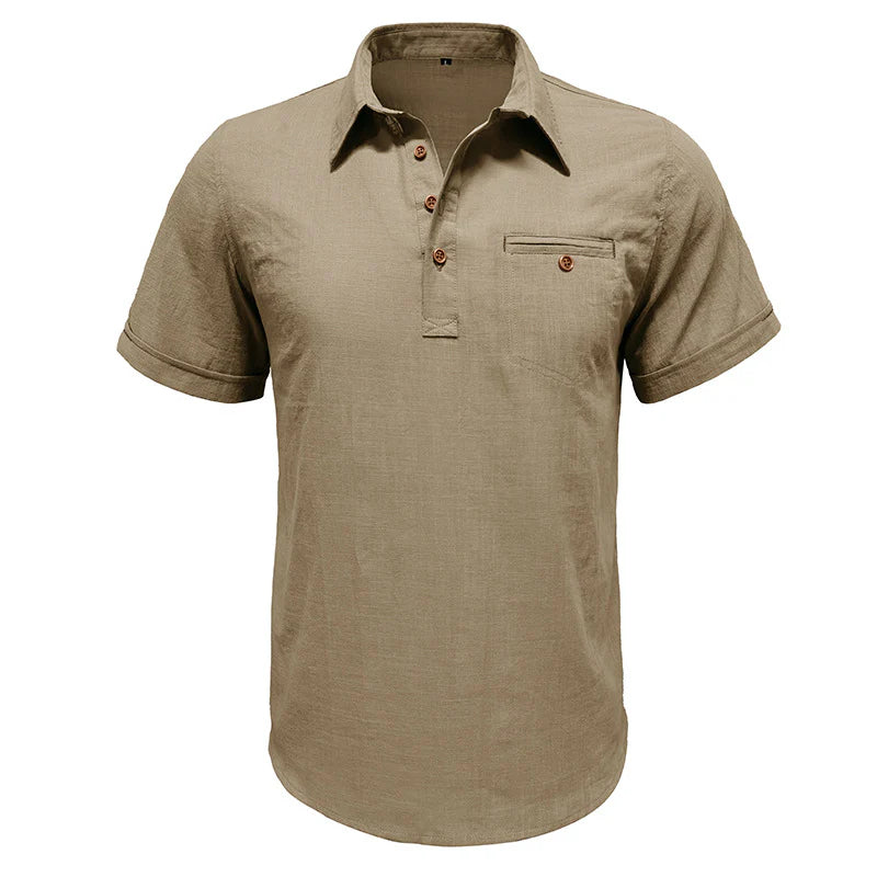 Men's Cotton Linen Business Casual Work Shirt