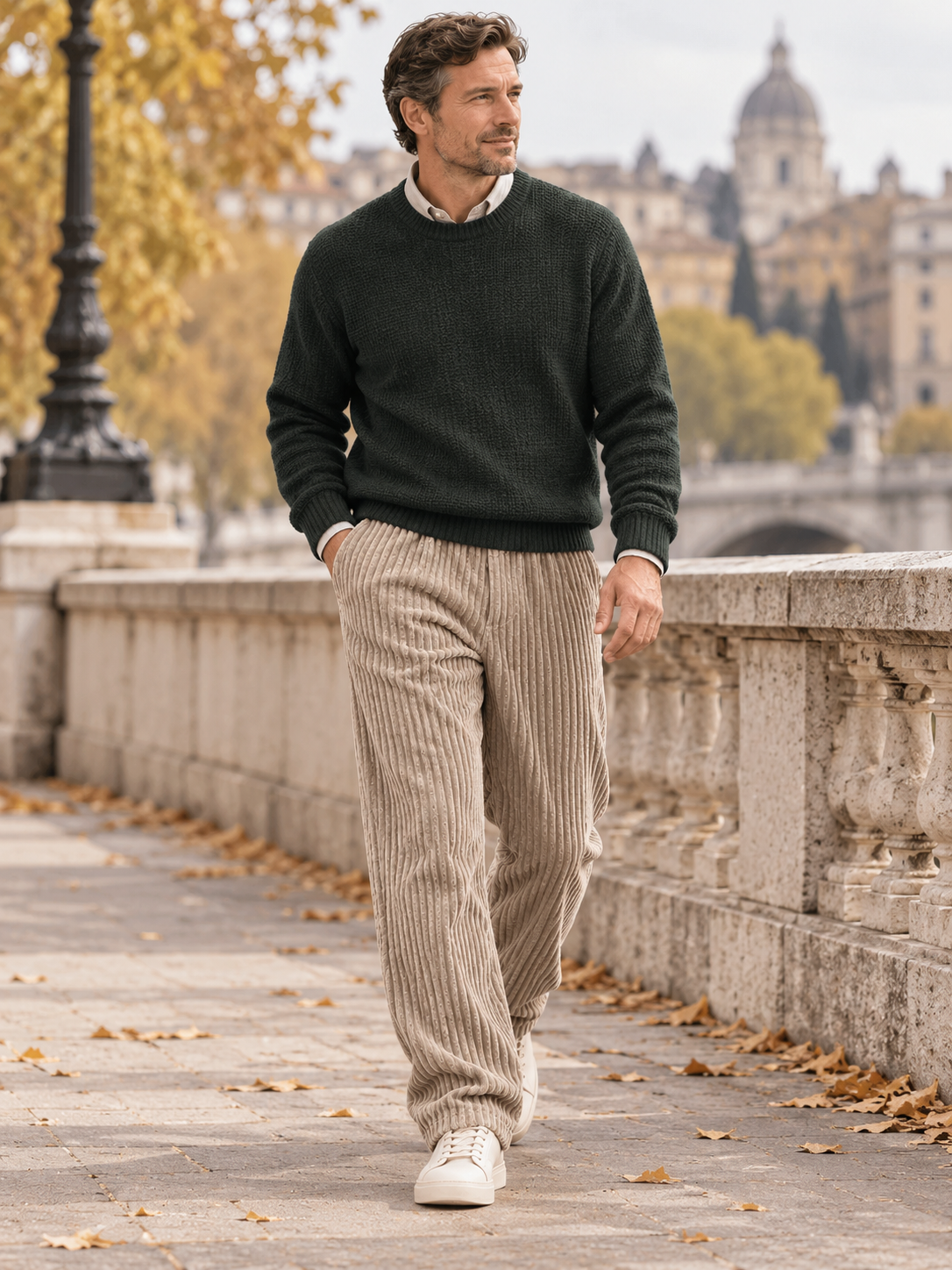 Relaxed Fit Thick Corduroy Drawstring Pants