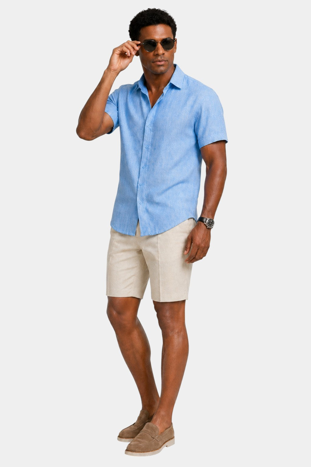 Casual Cotton Linen Short Sleeve Shirt