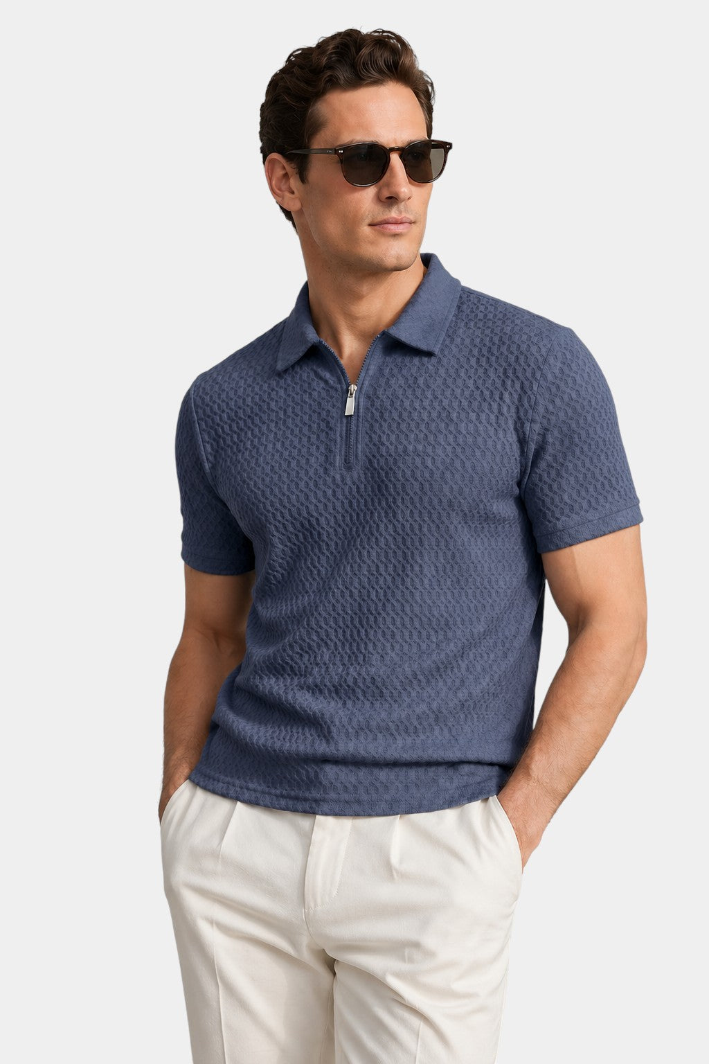 Nylon Stretch Jacquard Golf Polo Shirt