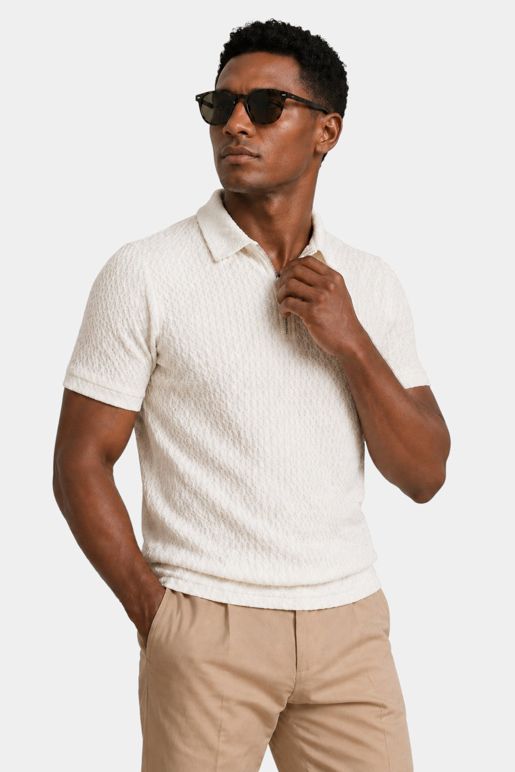 Nylon Stretch Jacquard Golf Polo Shirt