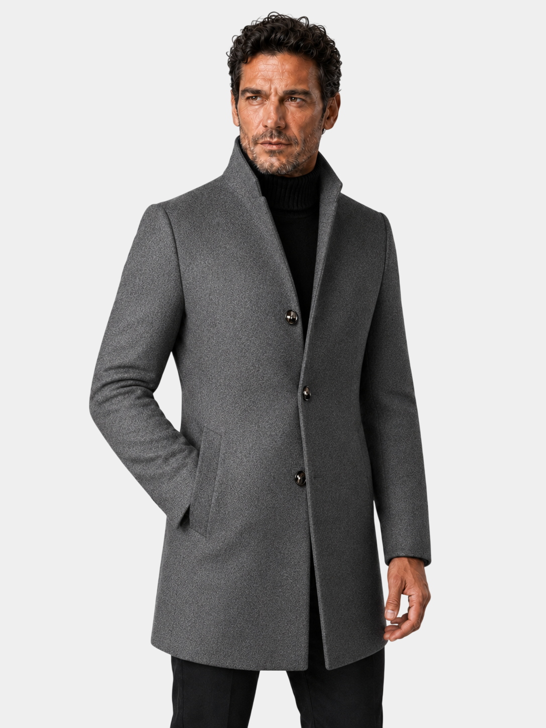 Thickened Refined Stand Collar Wool Coat