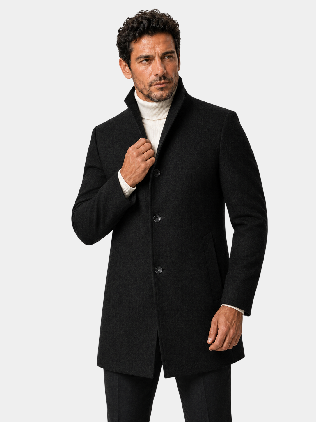 Thickened Refined Stand Collar Wool Coat