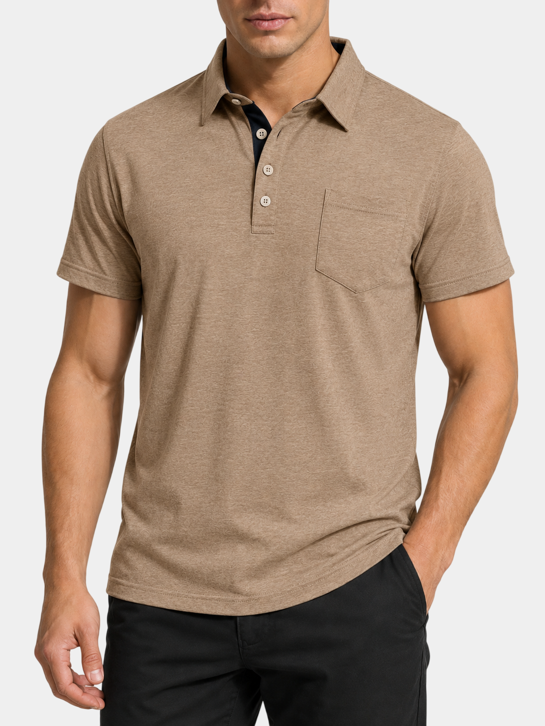 Stretch Cotton-Blend Pocket Short Sleeve Shirt