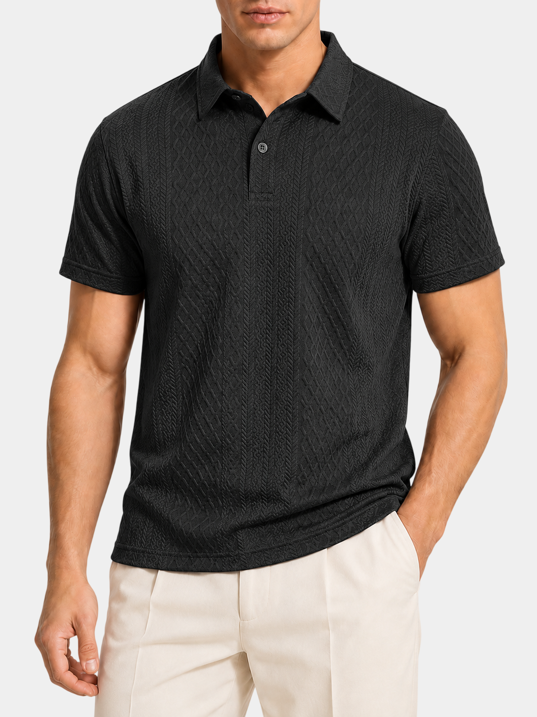 Classic Textured Jacquard Polo Shirt