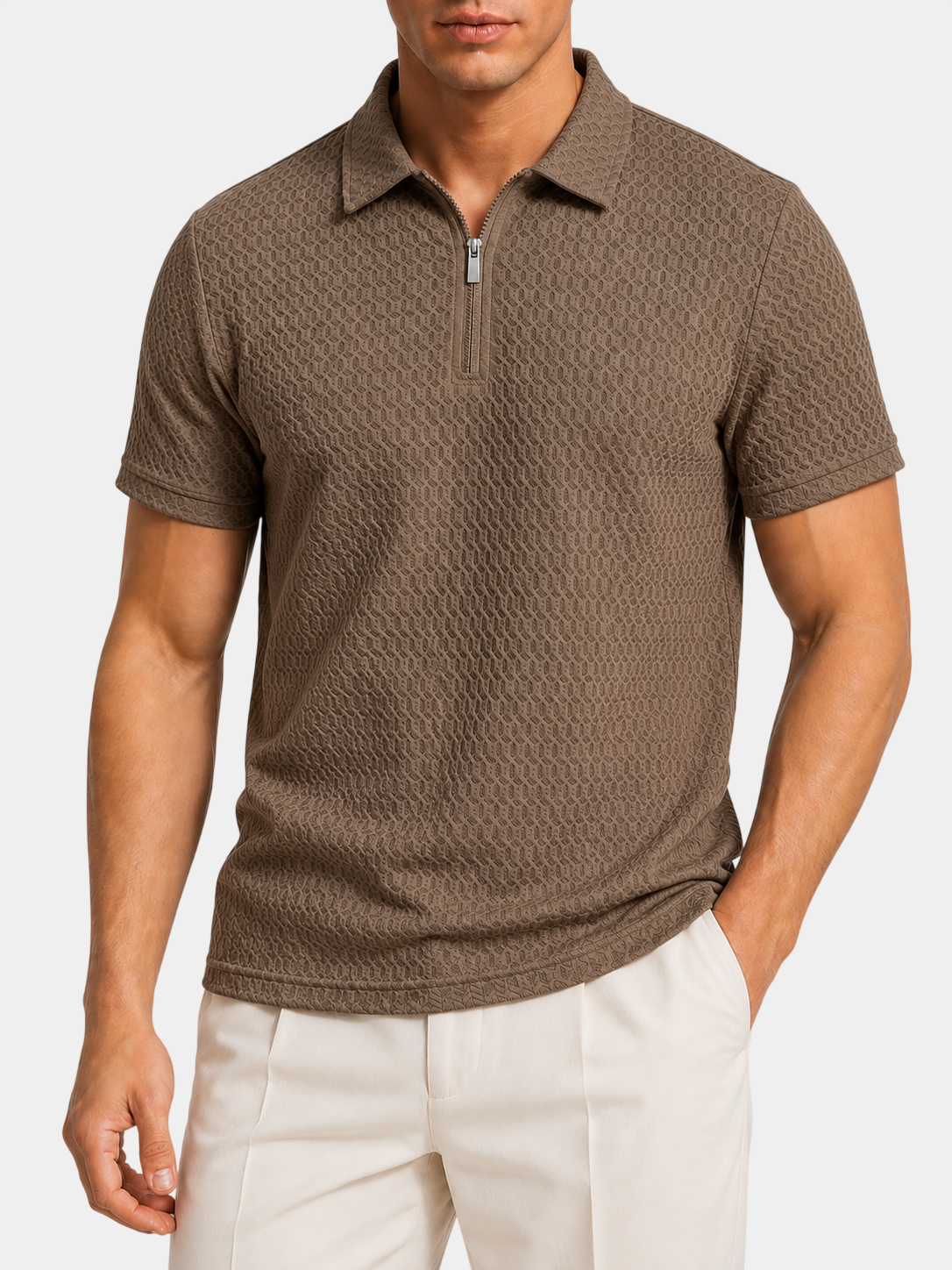 Nylon Stretch Jacquard Golf Polo Shirt
