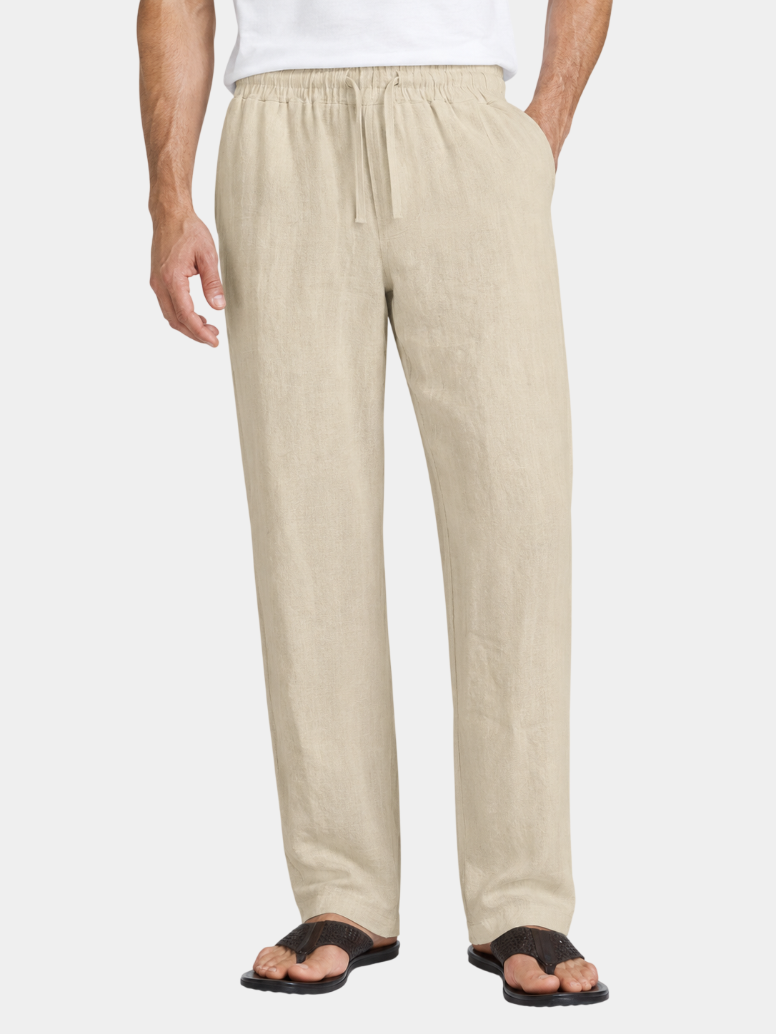 Lightweight Relaxed-Fit Linen Drawstring Pants