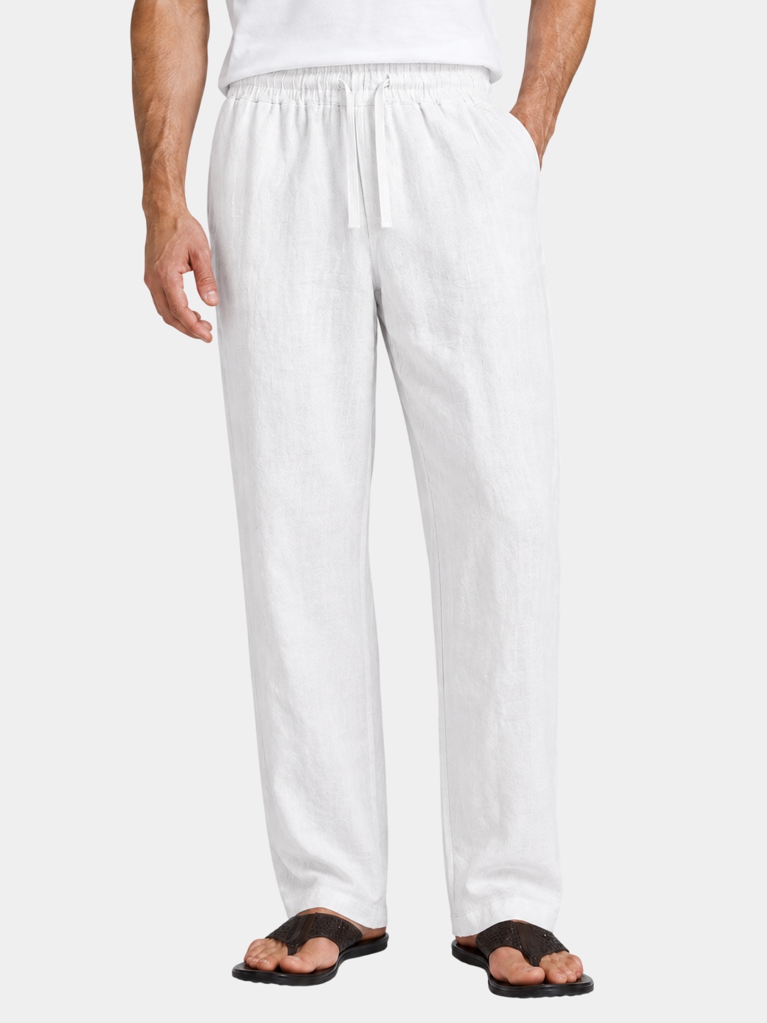 Lightweight Relaxed-Fit Linen Drawstring Pants