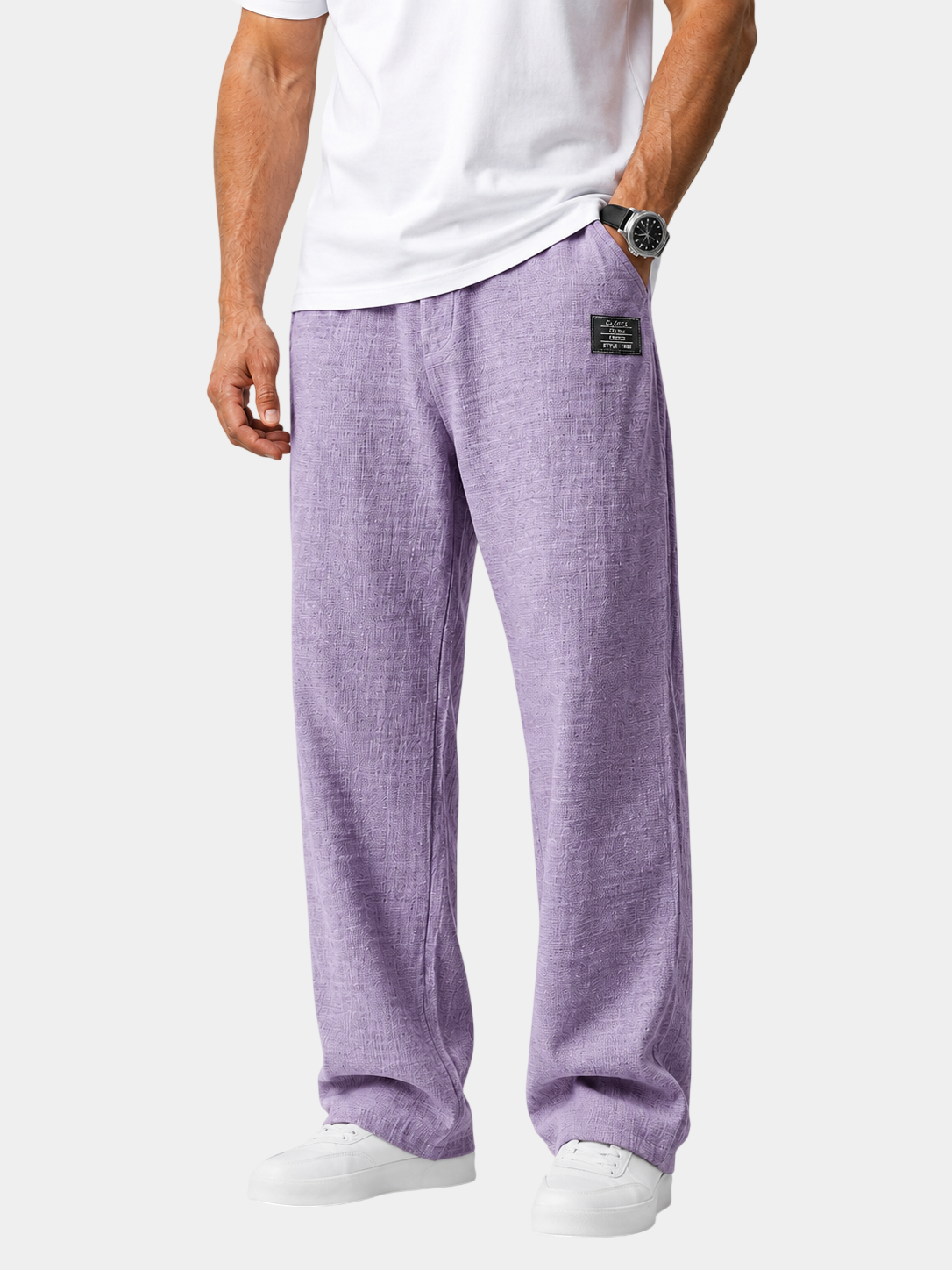 Lightweight Textured Cotton-Blend Pants