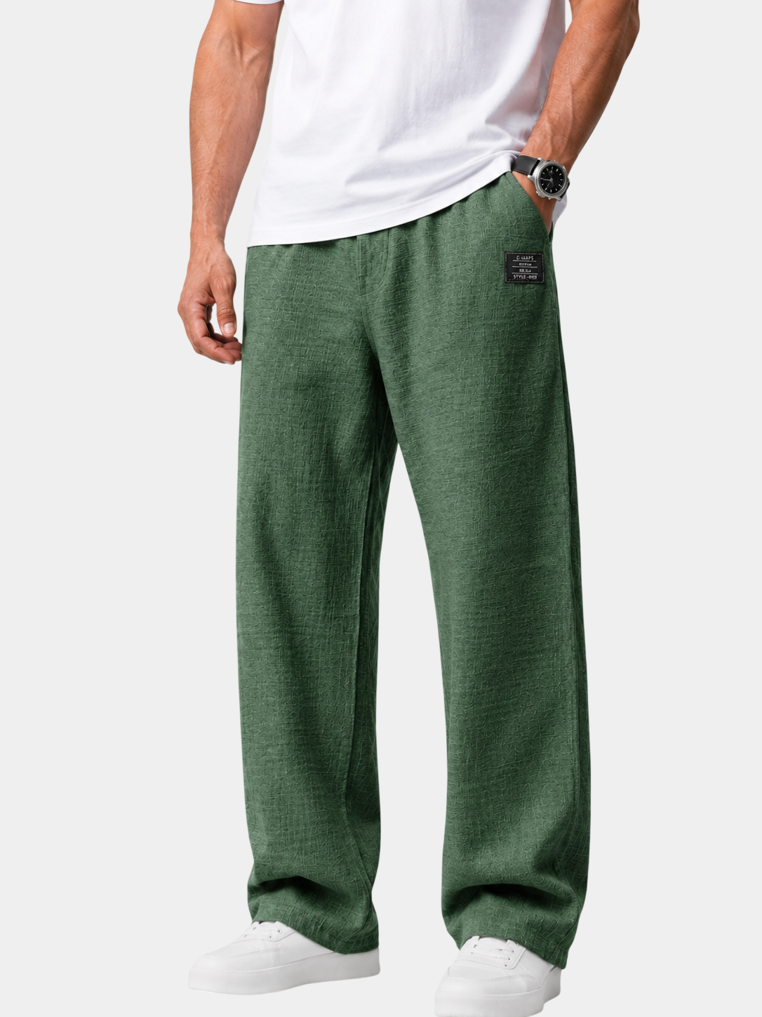 Lightweight Textured Cotton-Blend Pants