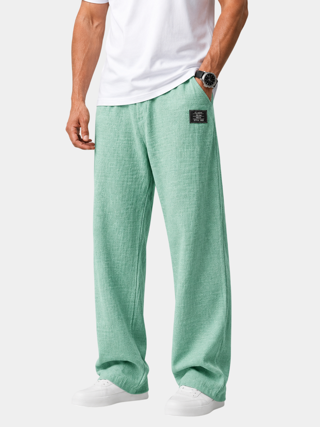 Lightweight Textured Cotton-Blend Pants