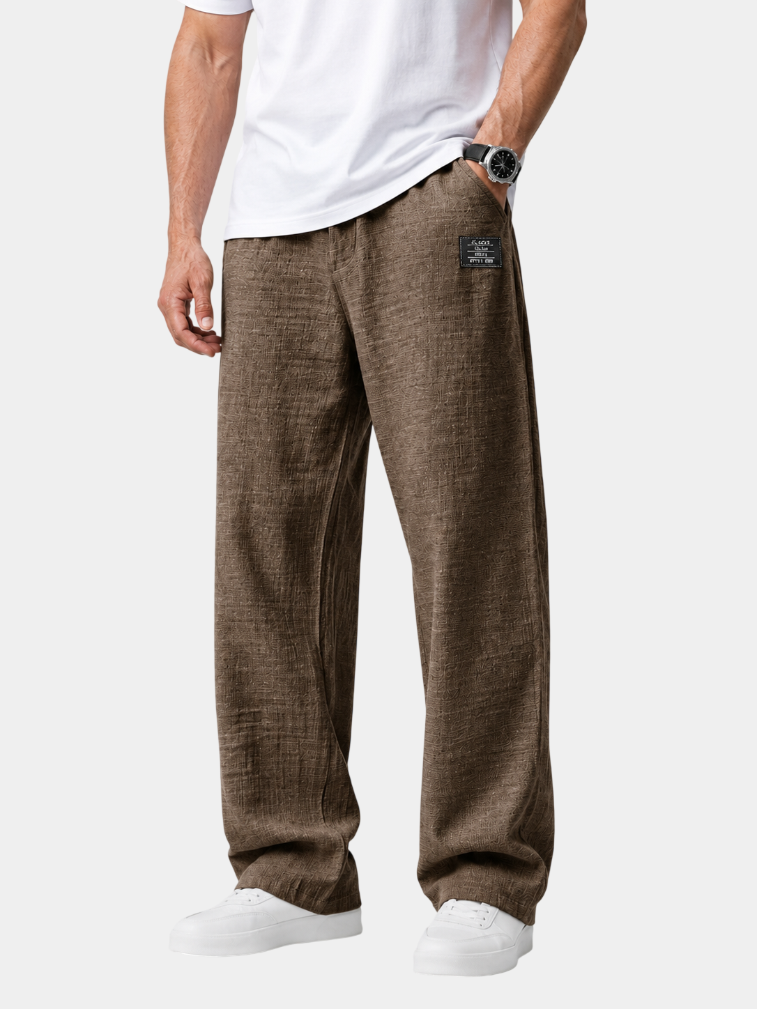Lightweight Textured Cotton-Blend Pants