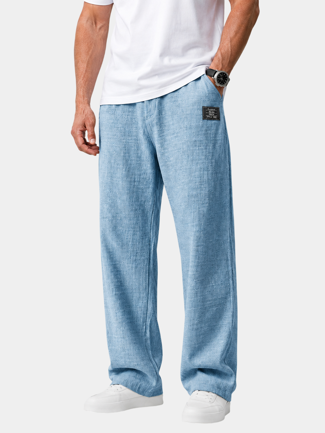 Lightweight Textured Cotton-Blend Pants