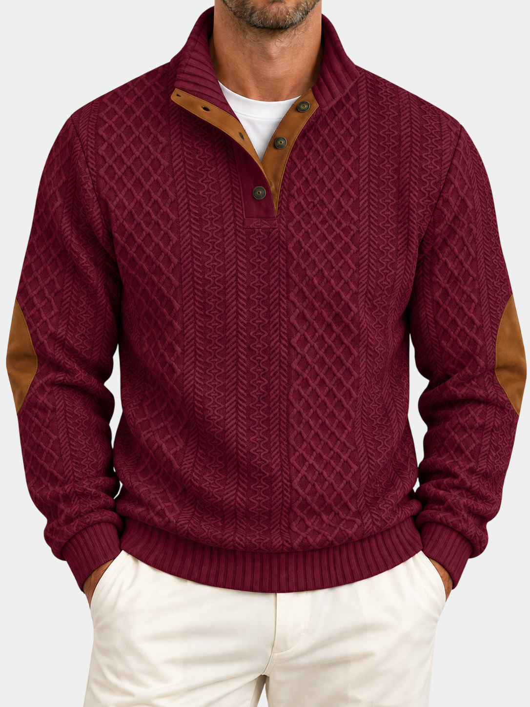 Vintage Jacquard Stand Collar Pullover Sweatshirt