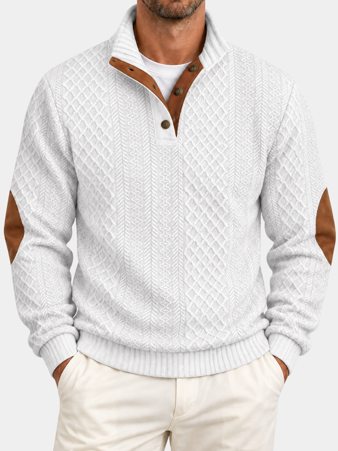 Vintage Jacquard Stand Collar Pullover Sweatshirt